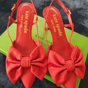 Kate Spade Red Heels with Elegant Bow